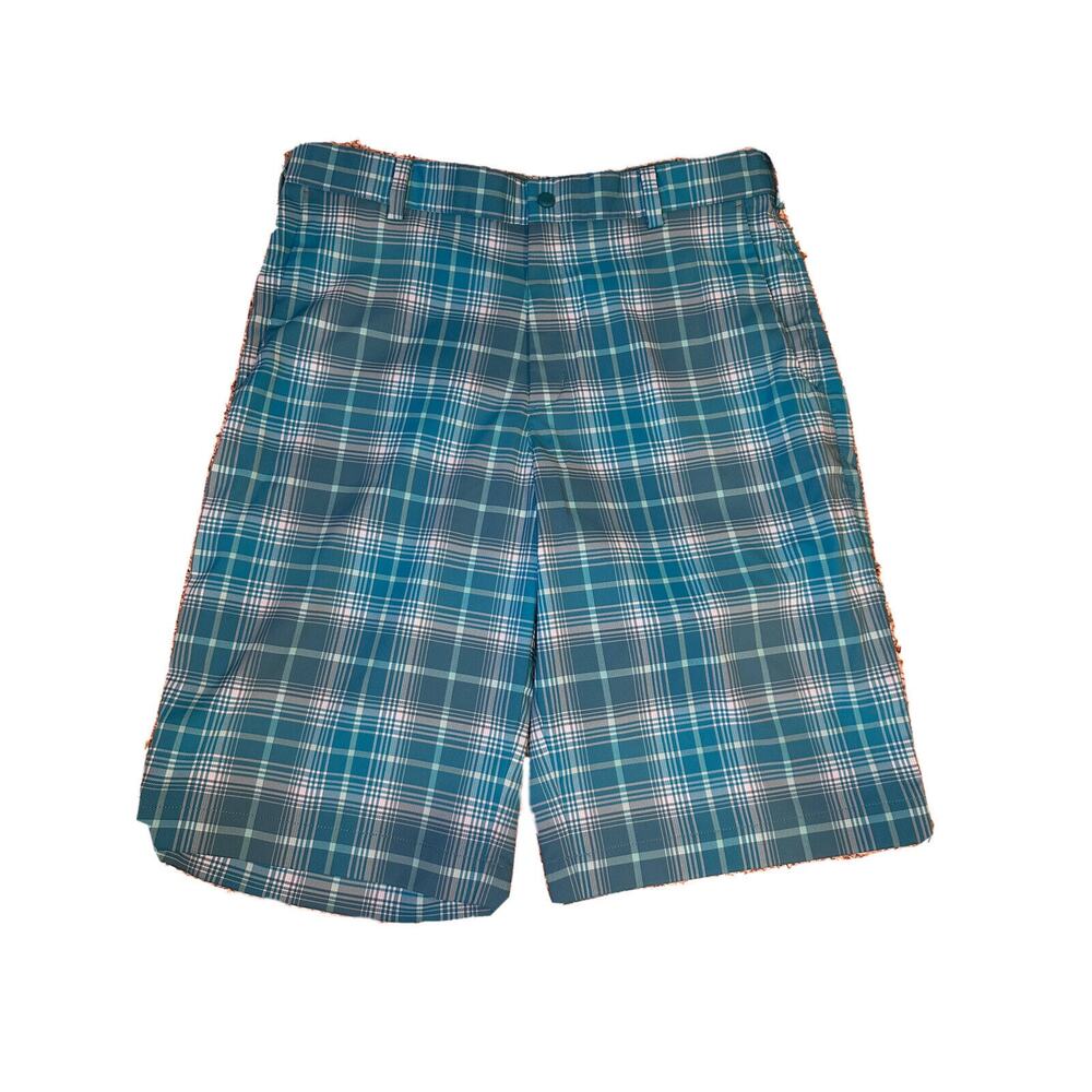 Nike Mens Golf Tour Performance size 32 Shorts Dri Fit Turquoise Plaid athletic